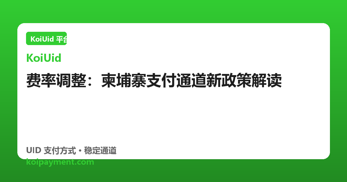 费率调整：柬埔寨支付通道新政策解读