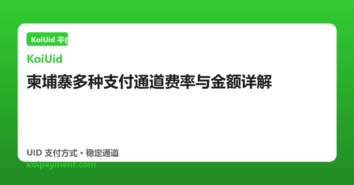 柬埔寨多种支付通道费率与金额详解