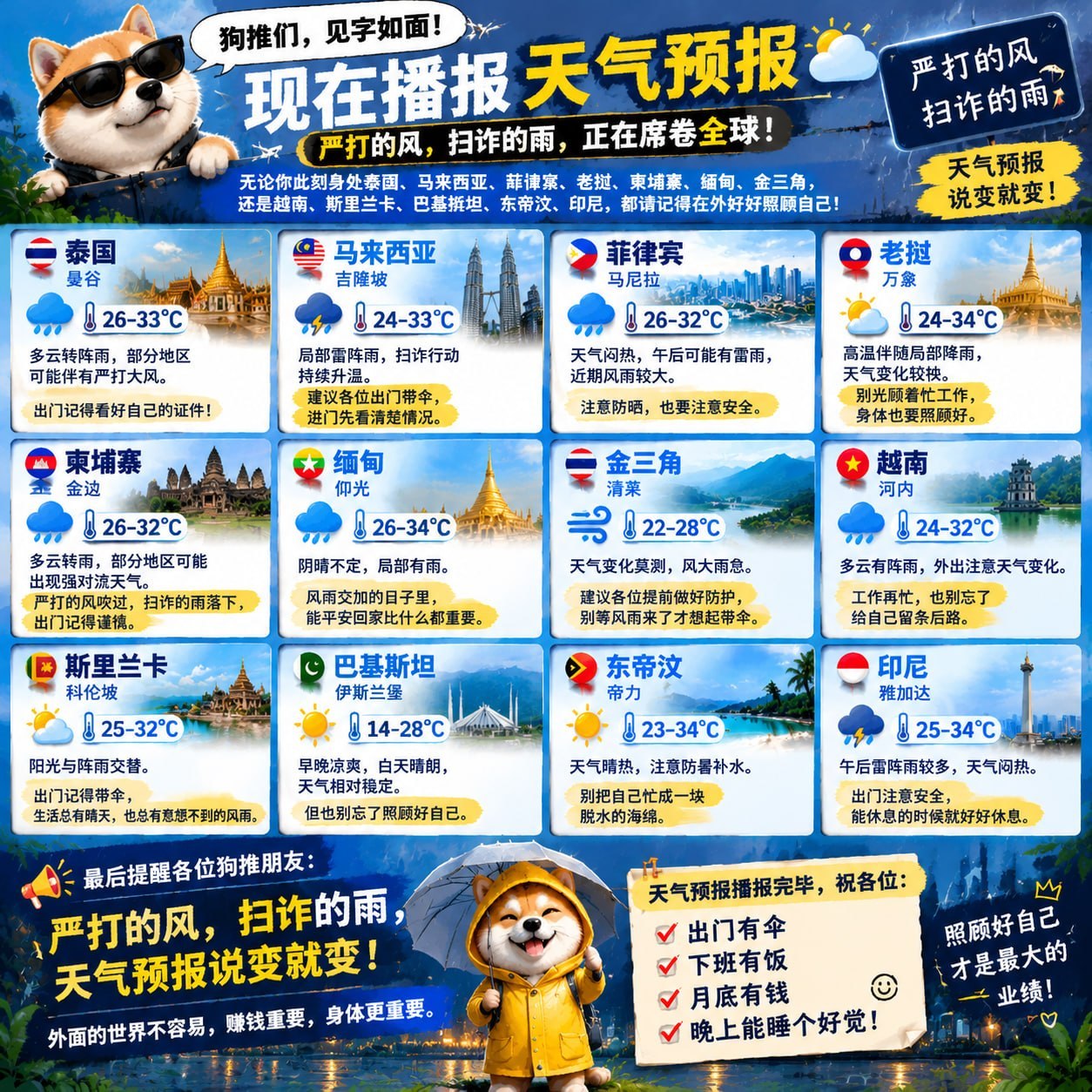 近期东南亚天气与安全提示，关注暴风雨与诈骗风险